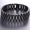 Qiaonitu 10mm/15mm Heavy Men Women Watchband Link Chain Bracelets Hiphop 18K Gold Stainless Steel Watch Chain Strap Bracelet Bangle Wrist Jewelry (Black 15mm, 21cm) view 2