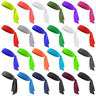 24 Pieces Tie Headbands Sports Elastic Tie Sweatbands Sweat Wicking Head Tie Hair Wrap Quickly Dry Tie Back Headbands for Men Women Yoga Running Football Basketball Outdoor Indoor Workout Accessories