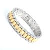 Qiaonitu 10mm/15mm Heavy Men Women Watchband Link Chain Bracelets Hiphop 18K Gold Stainless Steel Watch Chain Strap Bracelet Bangle Wrist Jewelry (Gold Silver 15mm, 21cm) view 2