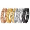 Qiaonitu 10mm/15mm Heavy Men Women Watchband Link Chain Bracelets Hiphop 18K Gold Stainless Steel Watch Chain Strap Bracelet Bangle Wrist Jewelry (Gold Silver 15mm, 21cm) view 3
