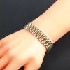Qiaonitu 10mm/15mm Heavy Men Women Watchband Link Chain Bracelets Hiphop 18K Gold Stainless Steel Watch Chain Strap Bracelet Bangle Wrist Jewelry (Gold Silver 15mm, 21cm) view 4