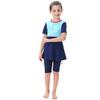 Muslim Swimsuits for Girls Kids: Bathing Suits Modest Swimwear Islamic Short Sleeve Burkini Swimsuits Dress Full Cover Hijab Swimming Cap Top Pants Rash Guard Tankini Set Blue Butterfly 2-3T view 1