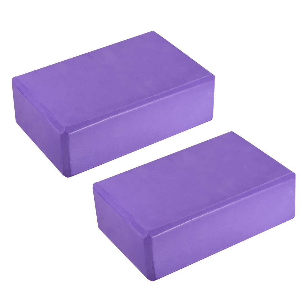 uxcell Yoga Block 9" x 6" x 3" Light Weight High-Density EVA Foam Brick for Beginners, Yogis, Pilates, Meditation, Purple 2Pcs