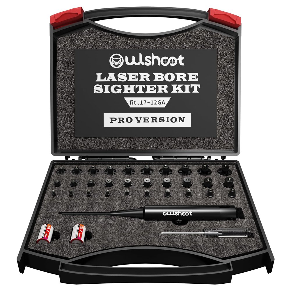 Professional Laser Bore Sight Kit Multiple Caliber,Upgraded Green Bore Sighter with 30 Adapters Button Switch Perfectly Choice for.17 to 12GA Rifles Pistols, Provides Powerful Support for Hunting.