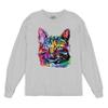 Dean Russo Thoughtful Cat Long Sleeve T-Shirt Colorful Pet Kitten Eyes Gray Small view 1