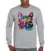 Dean Russo Thoughtful Cat Long Sleeve T-Shirt Colorful Pet Kitten Eyes Gray Small view 2