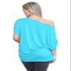 Janisramone Women s Off Shoulder Tops, Plain Batwing Short Sleeve Oversized T Shirts for Women, Baggy Bardot Top, Party Wear Turquoise view 3