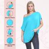 Janisramone Women s Off Shoulder Tops, Plain Batwing Short Sleeve Oversized T Shirts for Women, Baggy Bardot Top, Party Wear Turquoise view 4