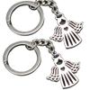 2pcs 27x27mm Antique Silver Color Love Heart Angel Keychain Angel Keyring view 1