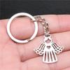 2pcs 27x27mm Antique Silver Color Love Heart Angel Keychain Angel Keyring view 2