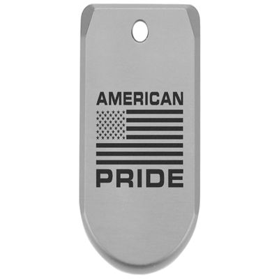 NDZ Performance Magazine Base Plate Finger Extension for Sig P365 & P365 SAS 9MM  Laser Engraved Aluminum, EDC Upgrade, USA Made, Silver  American Pride US Flag
