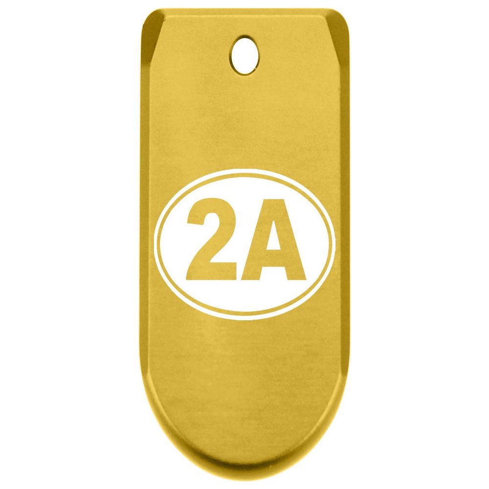 NDZ Performance Magazine Base Plate Finger Extension for Sig P365 & P365 SAS 9MM  Laser Engraved Aluminum, EDC Upgrade, USA Made, Gold  2nd Second Amendment Emblem