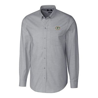 Cutter & Buck Men's Charcoal Green Bay Packers Big & Tall Stretch Oxford Long Sleeve Woven Button-Down Shirt
