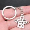 2Pcs Keychain 27x28mm Nowflake Angel Pendants DIY Men Car Key Chain Ring Keyring view 2