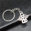 2Pcs Keychain 27x28mm Nowflake Angel Pendants DIY Men Car Key Chain Ring Keyring view 4