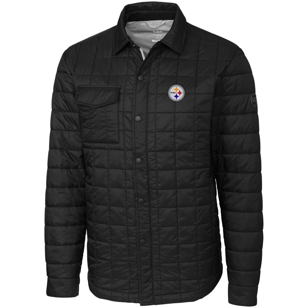 Cutter & Buck Men's Black Pittsburgh Steelers Big & Tall Rainier Shirt Jacket