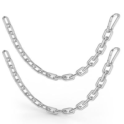 Fitness Chain 23in, Workout Chain, Cable Machine Extension Chain, 304 Stainless Steel LAT Pull Cable Extension Weight Lifting Machine Chain, Curl Bar Chain for Home Gym (2pcs Dia-5mm (23in Length))