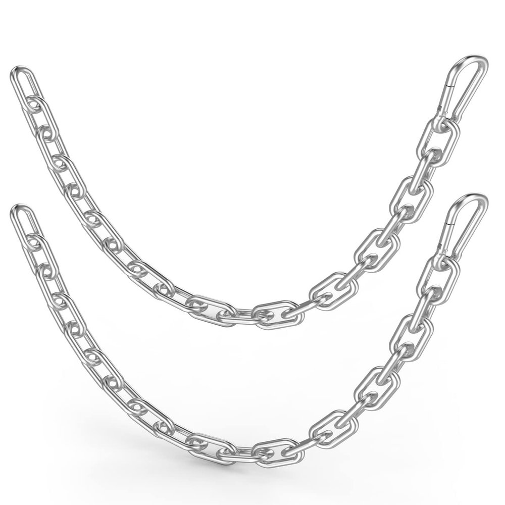 Fitness Chain 23in, Workout Chain, Cable Machine Extension Chain, 304 Stainless Steel LAT Pull Cable Extension Weight Lifting Machine Chain, Curl Bar Chain for Home Gym (2pcs Dia-5mm (23in Length))