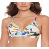 SALT + COVE Women's Light Blue Printed Stretch Removable Cups Lined Deep V Neck V-Wire Swimsuit Top S view 1