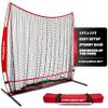 PowerNet 7x7 Full Mouth Baseball Net, Portable Large Mouth Batting Net, Outdoor Softball & Baseball Batting Practice Training Equipment view 1