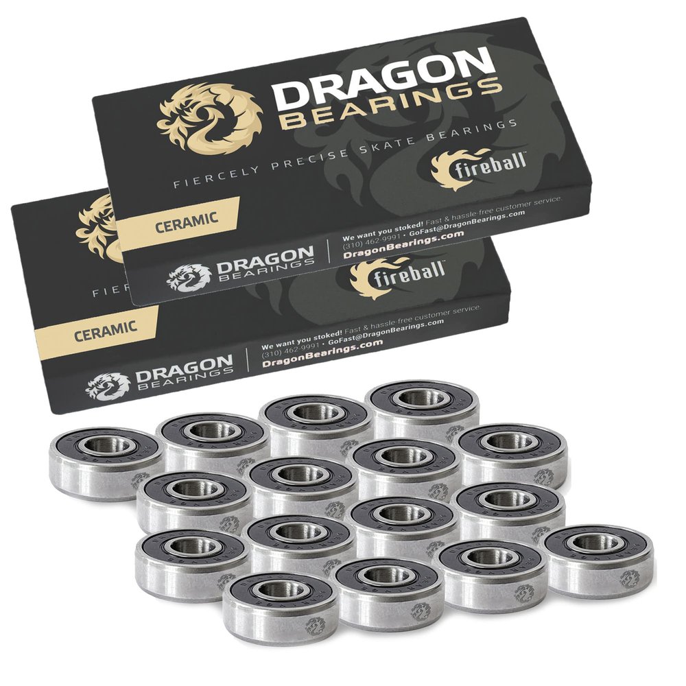Dragon Roller Skate Bearings 16 Pack - High Performance Inline Skate Bearings - Guaranteed for Life (Ceramic)