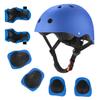 Kids Bike Helmet for Ages 2-14, Adjustable Safety Toddler Helmet with Protective Gear Set, Skateboard Scooter Helmets with Knee Elbow Pads Wrist Guards (Blue, Medium (for Ages 8-14)) view 1