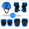 Kids Bike Helmet for Ages 2-14, Adjustable Safety Toddler Helmet with Protective Gear Set, Skateboard Scooter Helmets with Knee Elbow Pads Wrist Guards (Blue, Medium (for Ages 8-14)) view 2