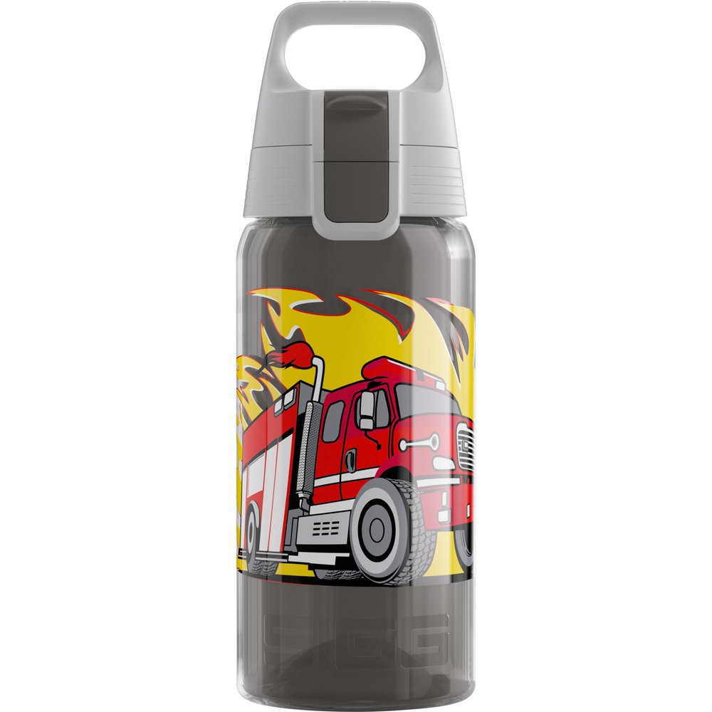 Sigg - Kids Water Bottle - Viva One Fire Truck - Suitable For Carbonated Beverages - Leakproof - Dishwasher Safe - BPA Free - Sports & Bike - Grey - 17 Oz