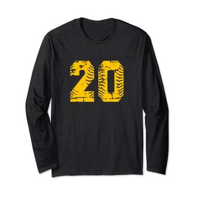 Baseball Softball Number #20 Yellow Birthday Lucky Number Long Sleeve T-Shirt
