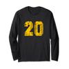 Baseball Softball Number #20 Yellow Birthday Lucky Number Long Sleeve T-Shirt view 1