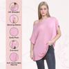 Janisramone Women s Off Shoulder Tops, Plain Batwing Short Sleeve Oversized T Shirts for Women, Baggy Bardot Top, Party Wear Rose Pink view 4