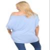 Janisramone Women s Off Shoulder Tops, Plain Batwing Short Sleeve Oversized T Shirts for Women, Baggy Bardot Top, Party Wear Sky Blue view 3