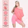 Janisramone Women s Off Shoulder Tops, Plain Batwing Short Sleeve Oversized T Shirts for Women, Baggy Bardot Top, Party Wear Coral view 4