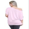 Janisramone Women s Off Shoulder Tops, Plain Batwing Short Sleeve Oversized T Shirts for Women, Baggy Bardot Top, Party Wear Baby Pink view 3