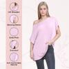 Janisramone Women s Off Shoulder Tops, Plain Batwing Short Sleeve Oversized T Shirts for Women, Baggy Bardot Top, Party Wear Baby Pink view 4