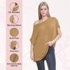 Janisramone Women s Off Shoulder Tops, Plain Batwing Short Sleeve Oversized T Shirts for Women, Baggy Bardot Top, Party Wear Camel view 4