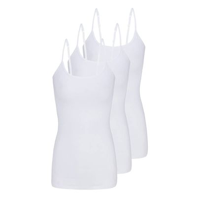 ACTIVE UNIFORMS Women's Soft and Breathable Cotton Stretch Camisole with Adjustable Strap Tank Top Multi-Pack of 3 (White, 2X-Large)