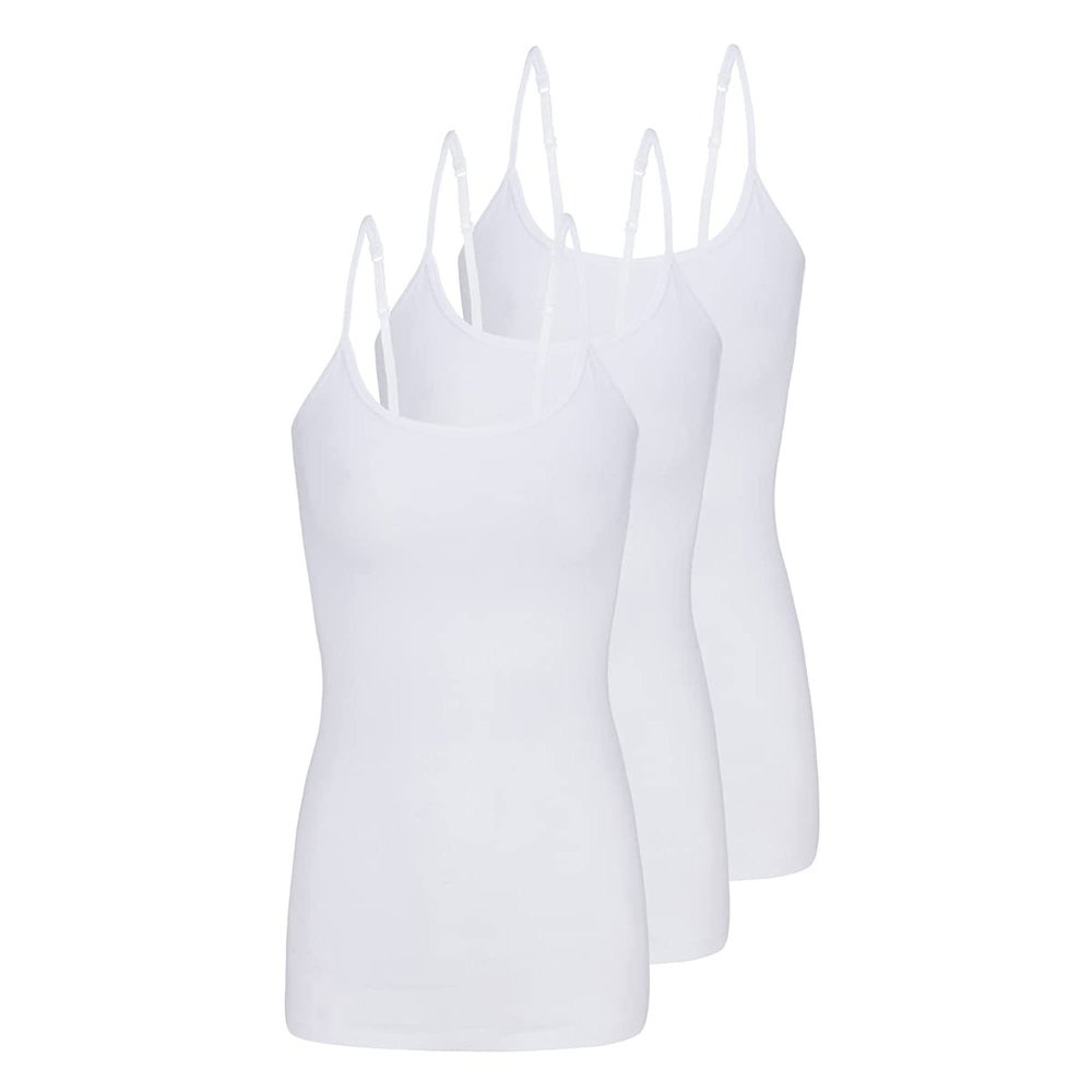 ACTIVE UNIFORMS Women's Soft and Breathable Cotton Stretch Camisole with Adjustable Strap Tank Top Multi-Pack of 3 (White, 2X-Large)