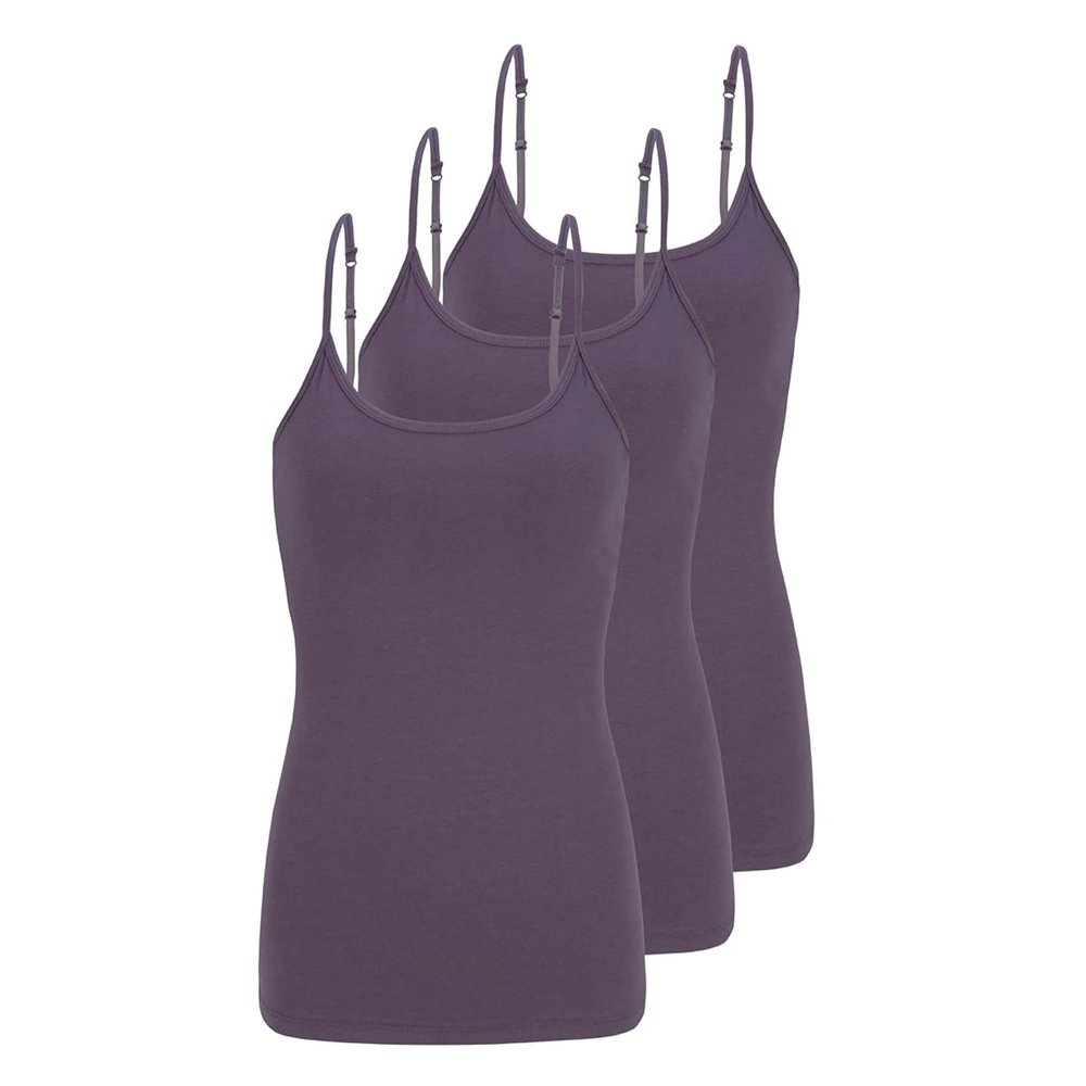 ACTIVE UNIFORMS Women's Soft and Breathable Cotton Stretch Camisole with Adjustable Strap Tank Top Multi-Pack of 3 (Charcoal, X-Small)