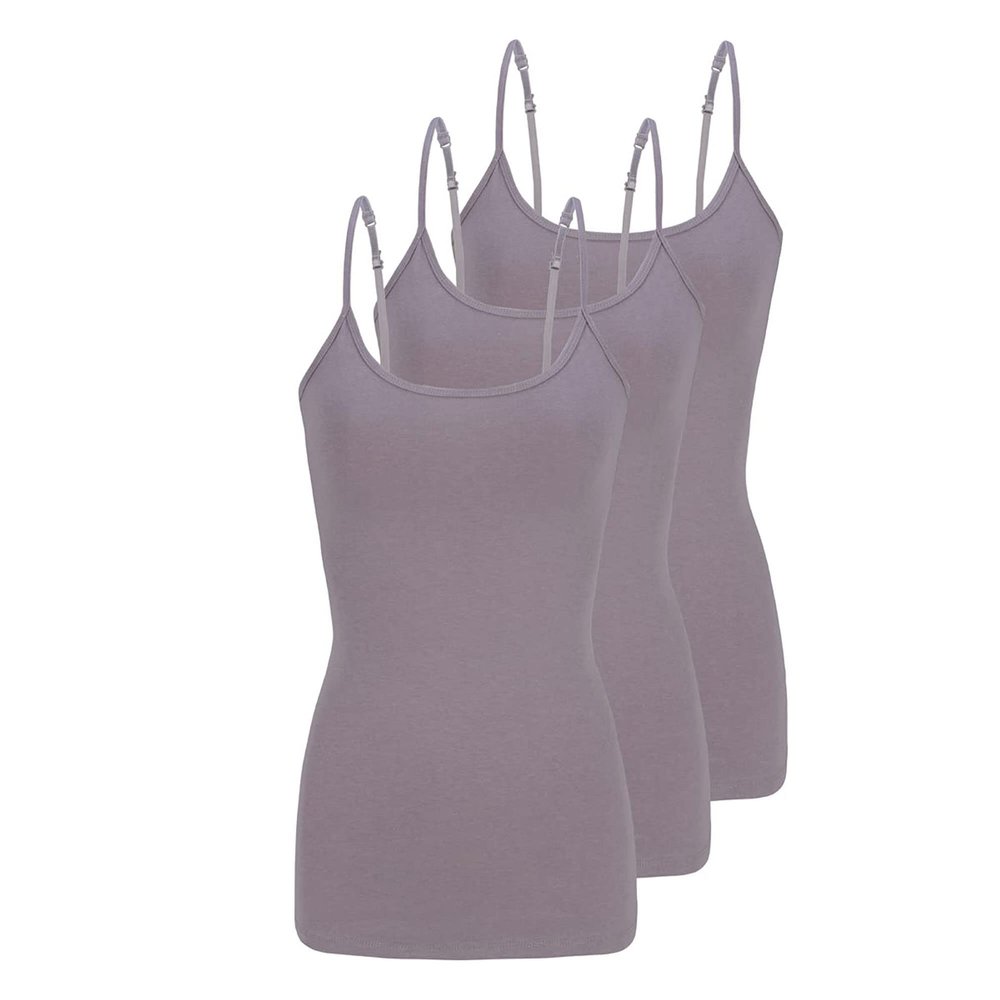 ACTIVE UNIFORMS Women's Soft and Breathable Cotton Stretch Camisole with Adjustable Strap Tank Top Multi-Pack of 3 (Grey, X-Small)