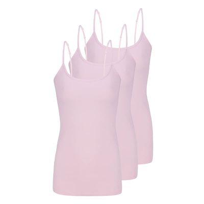 ACTIVE UNIFORMS Women's Soft and Breathable Cotton Stretch Camisole with Adjustable Strap Tank Top Multi-Pack of 3 (Pink, X-Small)