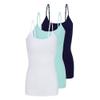 ACTIVE UNIFORMS Women's Soft and Breathable Cotton Stretch Camisole with Adjustable Strap Tank Top Multi-Pack of 3 (Aqua,True Navy Blue,White, 2X-Large) view 1
