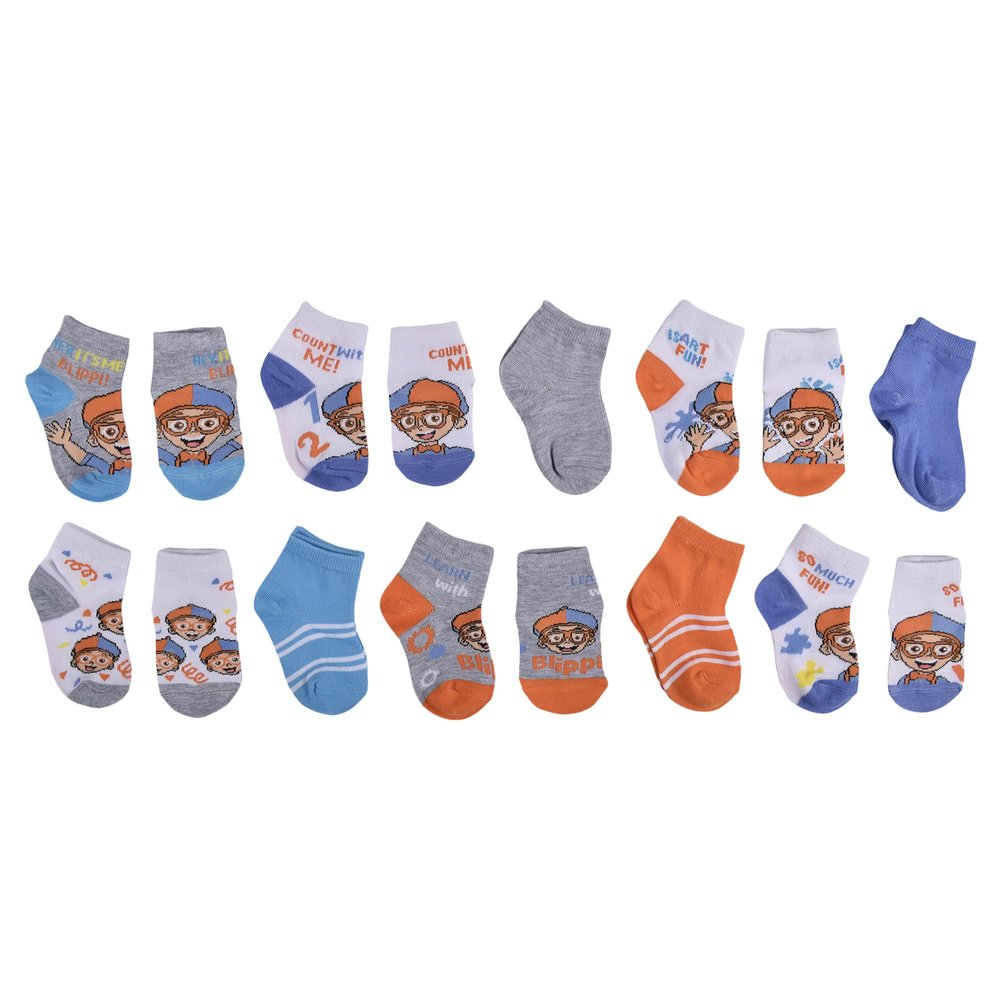 Blippi boys Count With Me Quarter Socks, Grey, 2-4T US