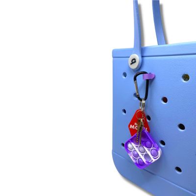 BAGLETS Carabiner & Plug Keys Holder Charm Accessory Compatible with Rubber Tote Bags Secure Keys or Other Valuable Made in USA (Purple)