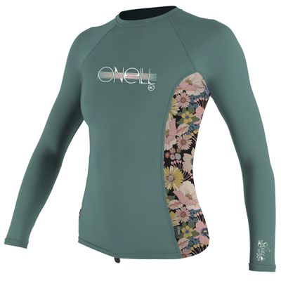 O'Neill Wetsuits Girls' Standard Premium Skins Long Sleeve Rash Guard, Bristol/Twiggy/Bristol, 4