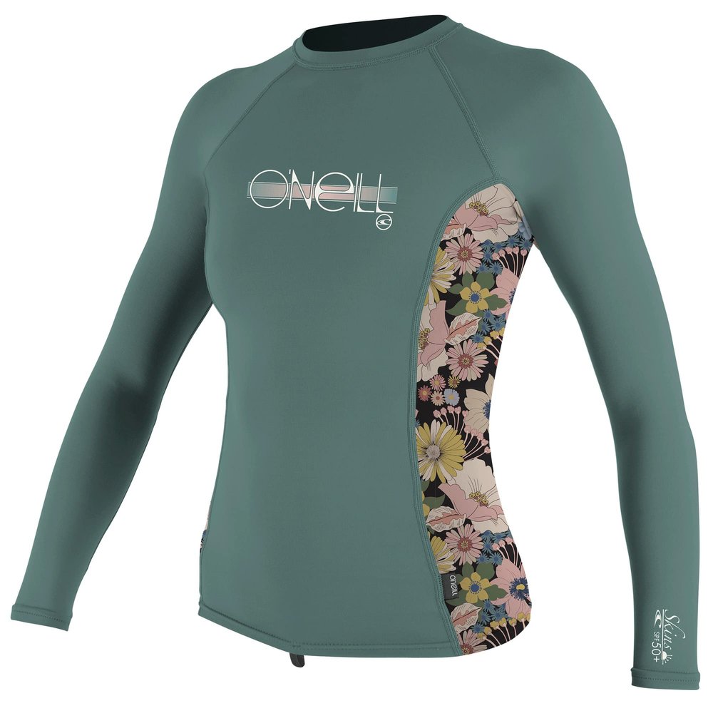 O'Neill Wetsuits Girls' Standard Premium Skins Long Sleeve Rash Guard, Bristol/Twiggy/Bristol, 4