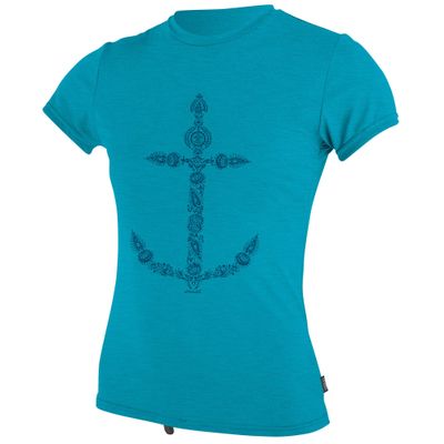 O'Neill Wetsuits Girls' Standard Hybrid Short Sleeve Sun Shirt, Turquoise, 10