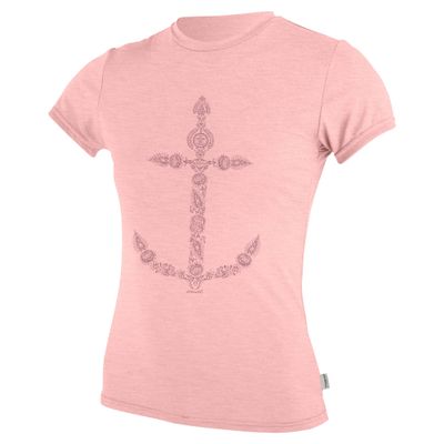 O'Neill Wetsuits Girls' Standard Hybrid Short Sleeve Sun Shirt, Peony, 16