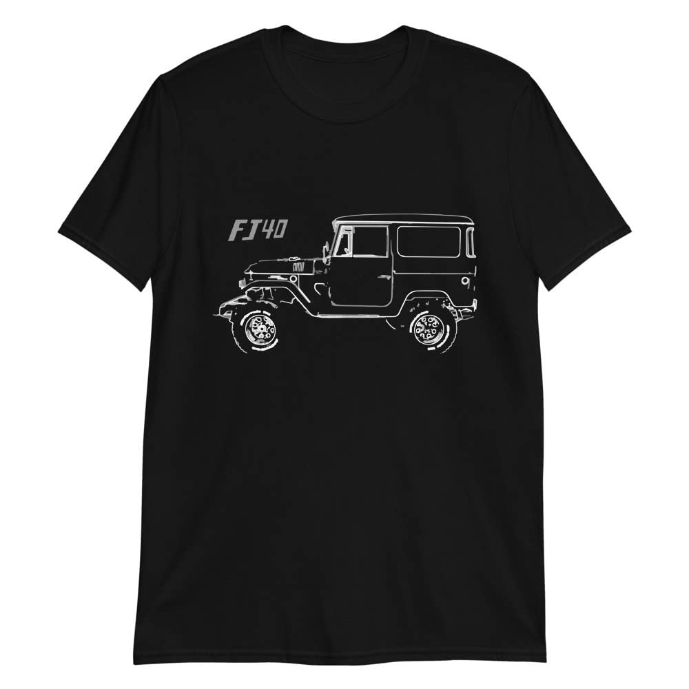 1970 FJ-40 Land Cruiser FJ40 Owner Outline Art Short-Sleeve Unisex T-Shirt Black