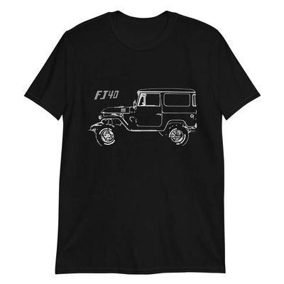 1970 FJ-40 Land Cruiser FJ40 Owner Outline Art Short-Sleeve Unisex T-Shirt Black